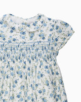 Arabella Rose Floral Smocked Dress in Blue