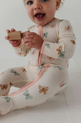 Baby Girl Footie Romper in Pastel Butterflies
