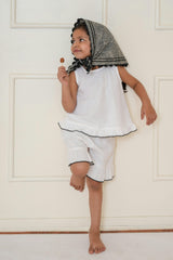 Frill Top and Shorts Set White