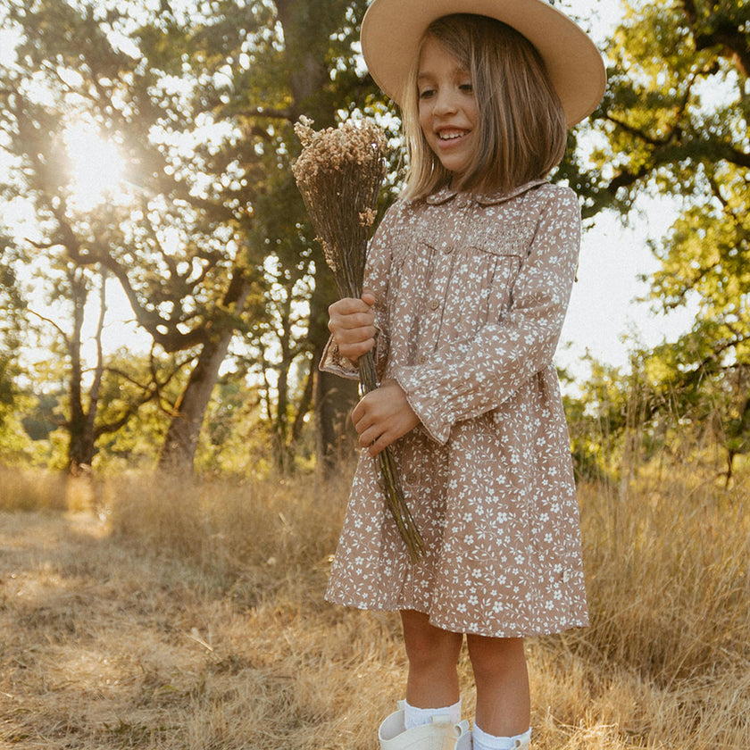 Organic Smocked Button Dress