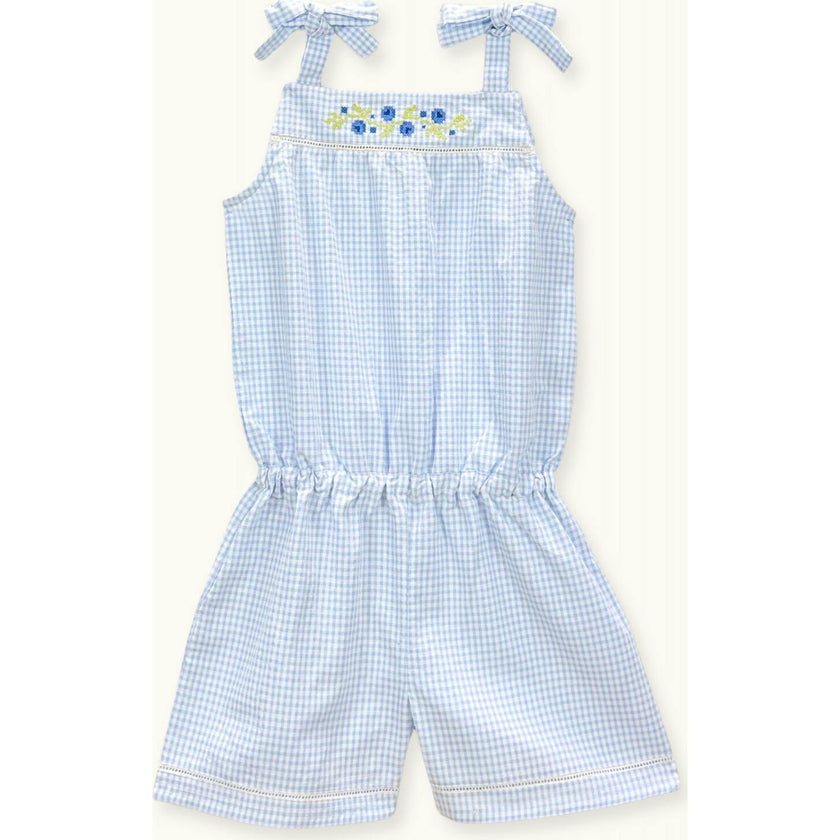 Jumpsuits Grace With Cross-Stitch Embroidery Blue Gingham, Blue