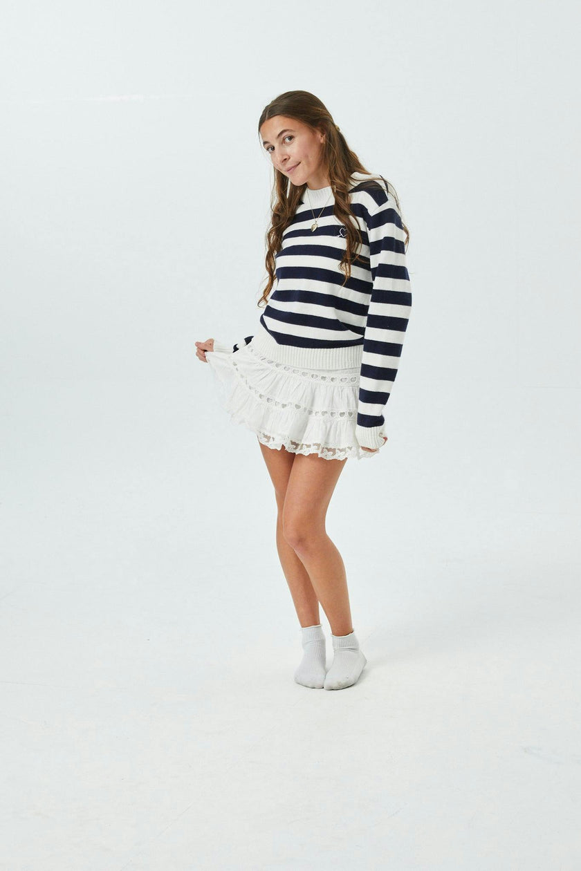 Tiegan Navy & White Stripe Sweater