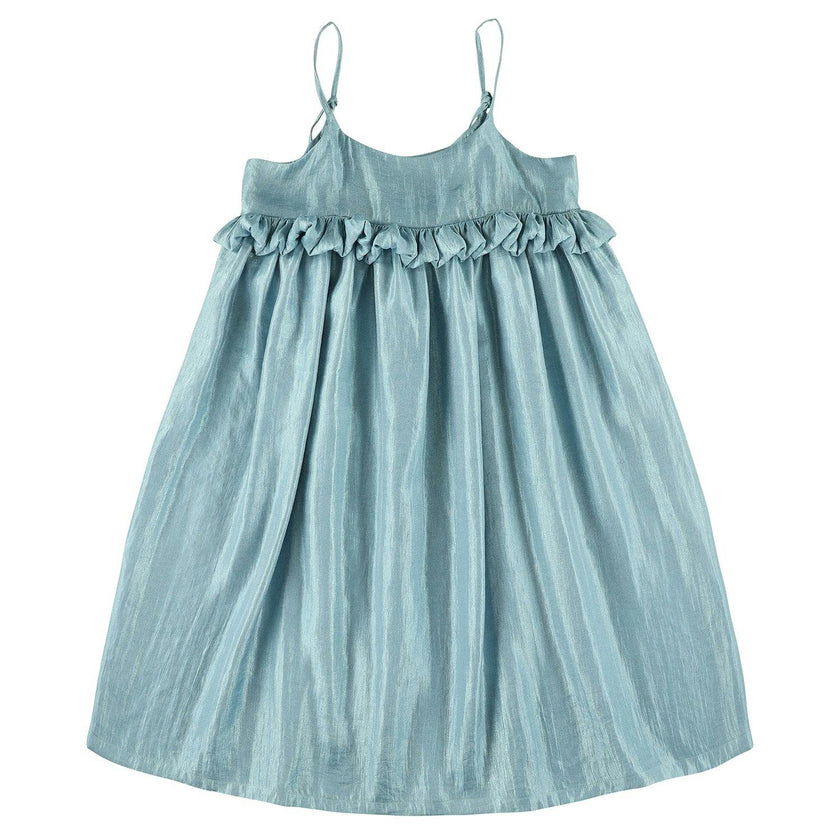 CAROLINE BOSMANS Mini Ruffle Glaze Midi Dress - Sky Blue