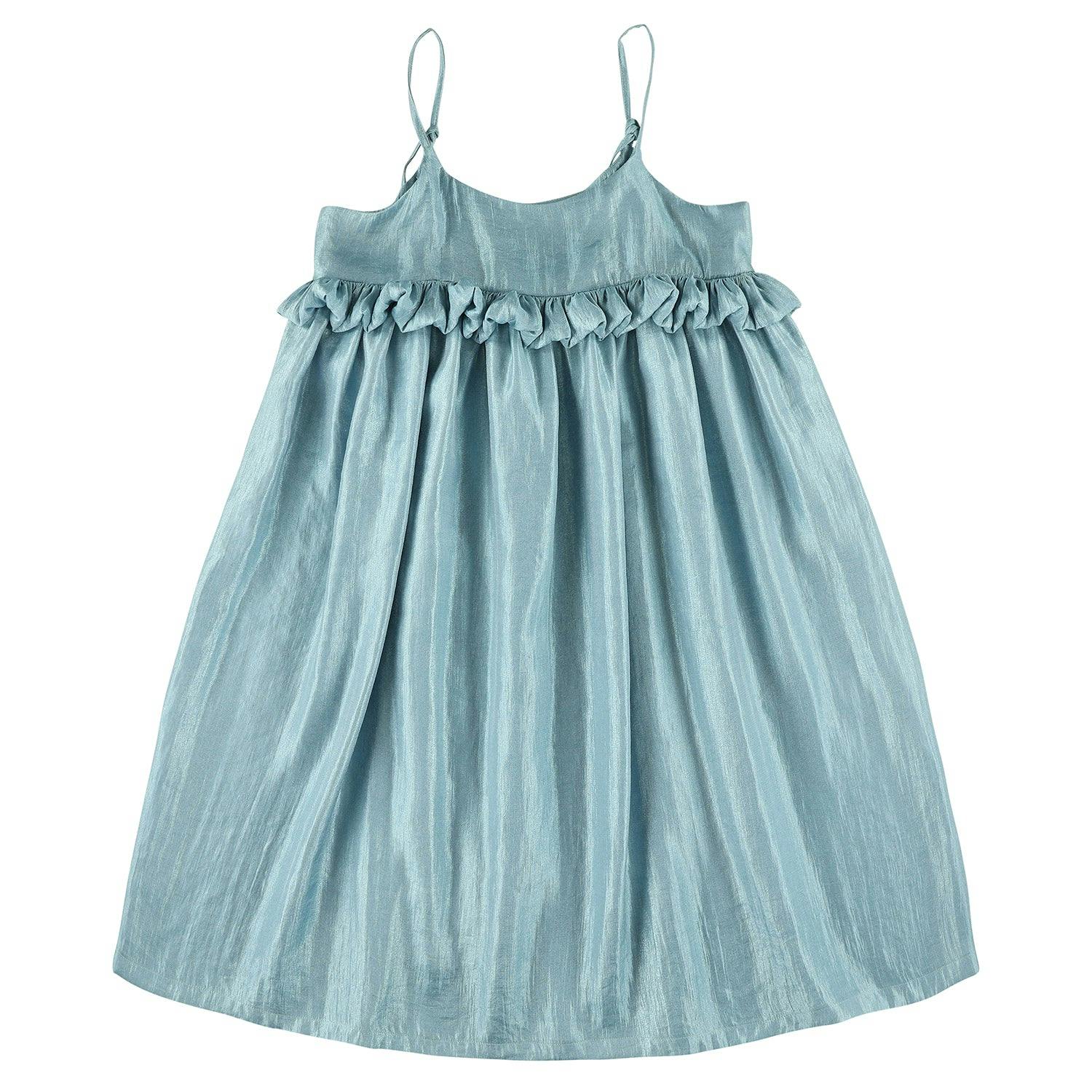CAROLINE BOSMANS Mini Ruffle Glaze Midi Dress - Sky Blue