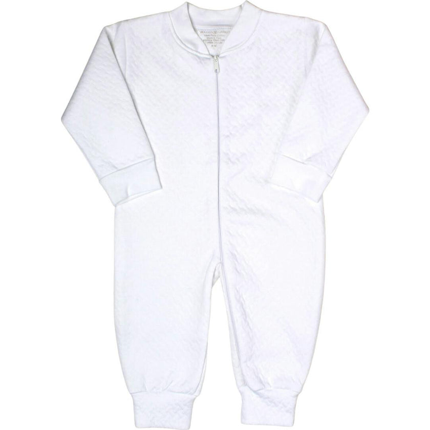 White Sleep and Play Snap-Up Footie in Jacquard Cotton