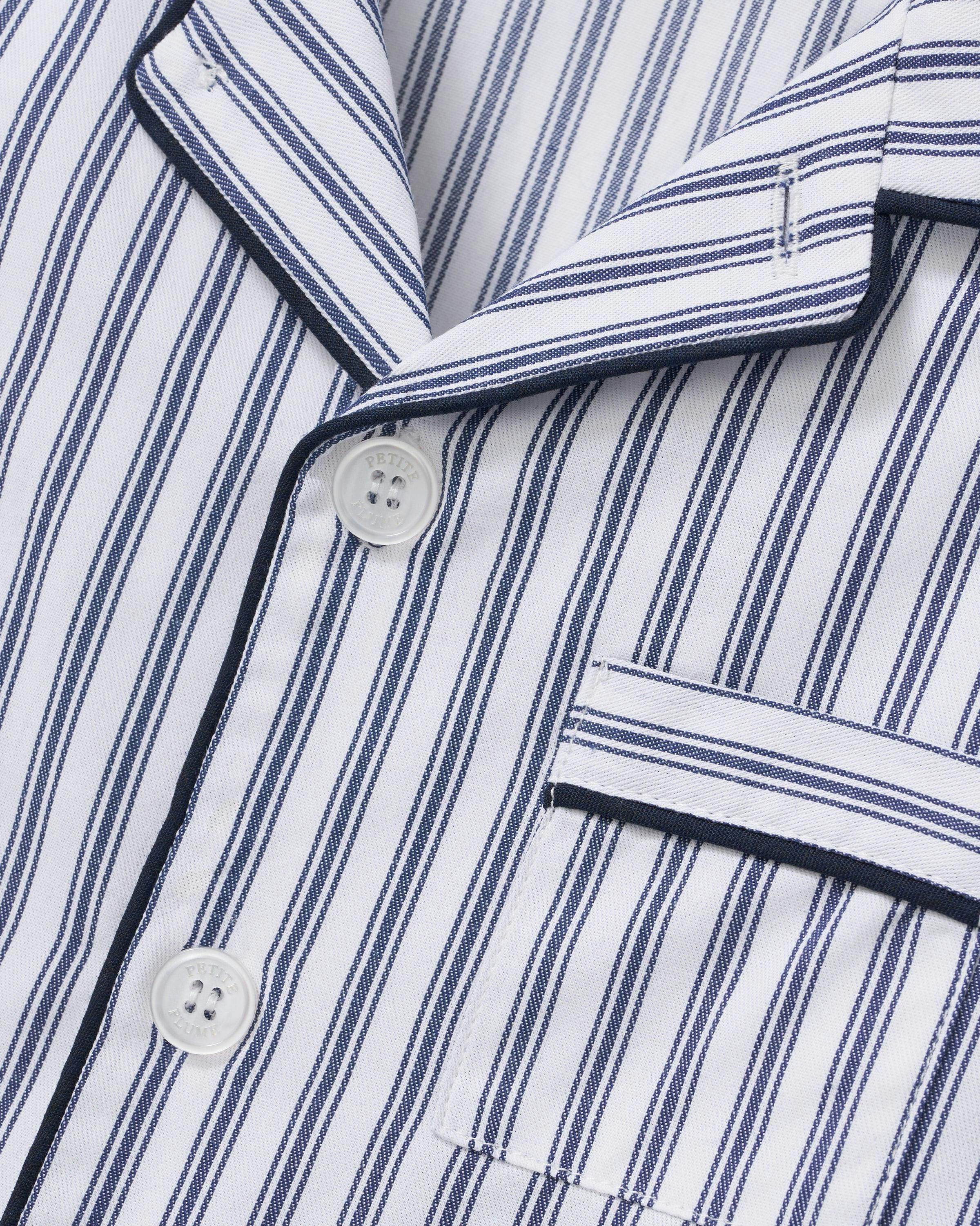Kid's Twill Pajama Set in Navy French Ticking