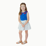 Pleated Tennis Tank in Blue/Red