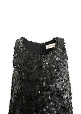 Black Sequin Feather-Hem Dress