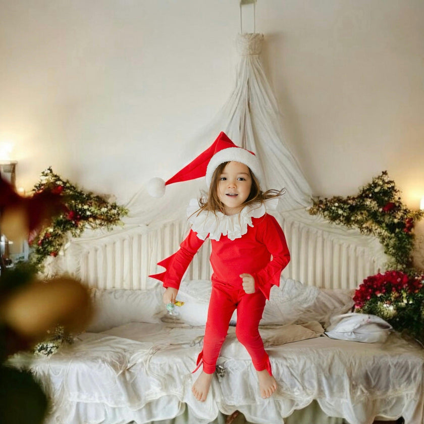 Red Holiday Elf Pajama Costume, Santa Costume
