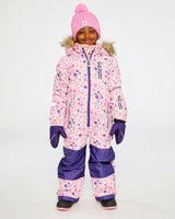 Kids One Piece Play Snowsuit Pink Mini Flower Print