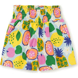 Paperbag Smocked High-Waist Mid-Thigh Shorts, Multi