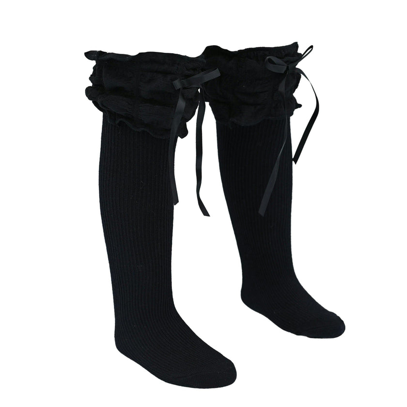 Ruffled Ribbon Long Socks