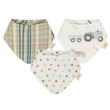 Charlie Tractor Cotton Bandana Baby Bib (3 Pack)