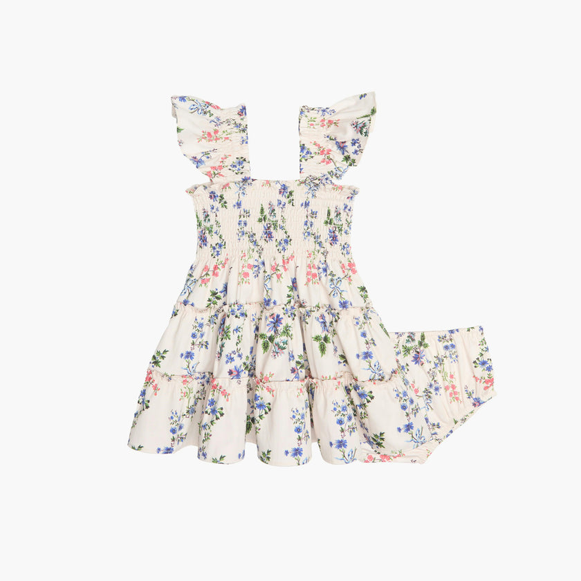 The Baby Ellie Nap Dress - Pink Scallop Bow Chintz