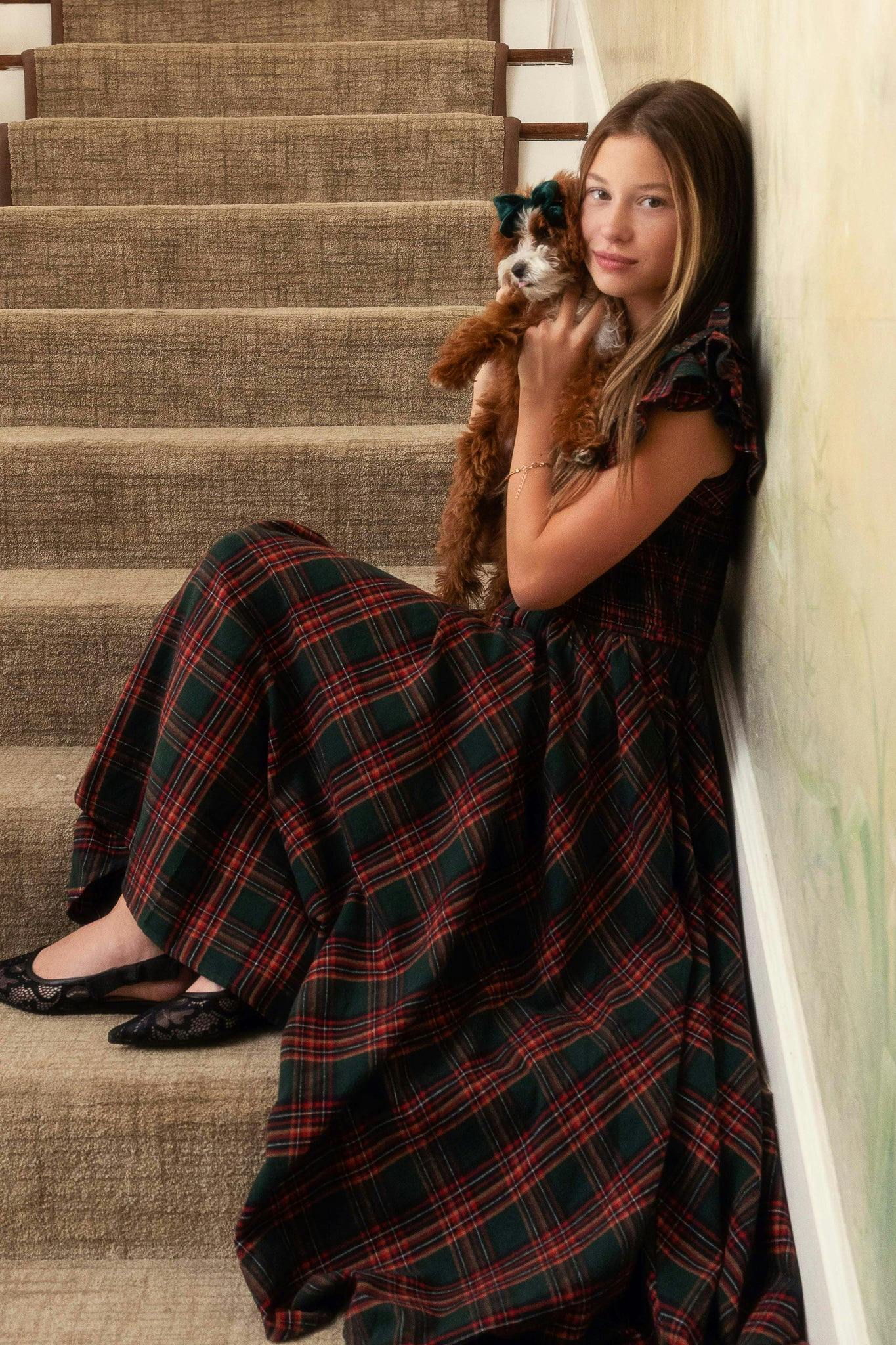 Mini Hattie Dress in Evergreen Plaid
