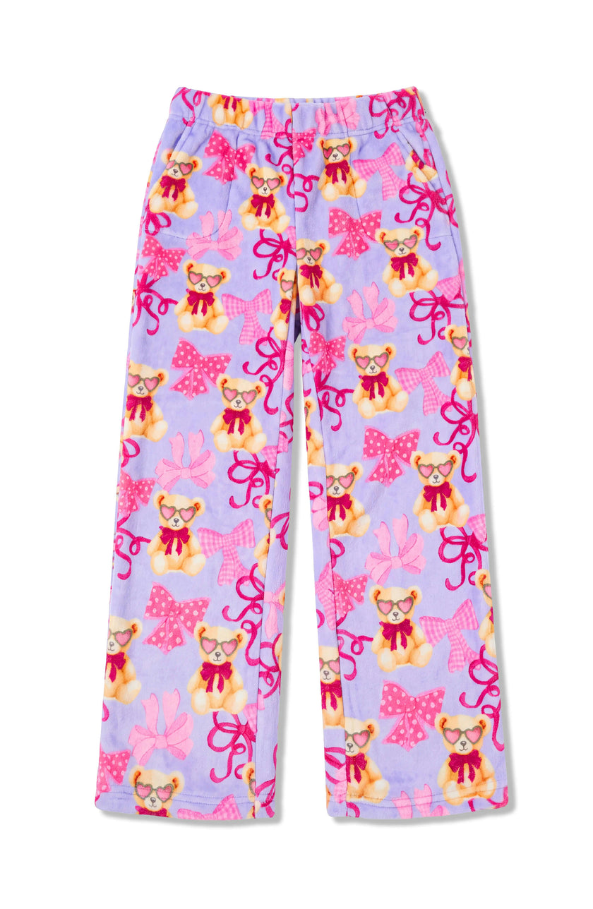 Teddy Bows Print Plush Pants