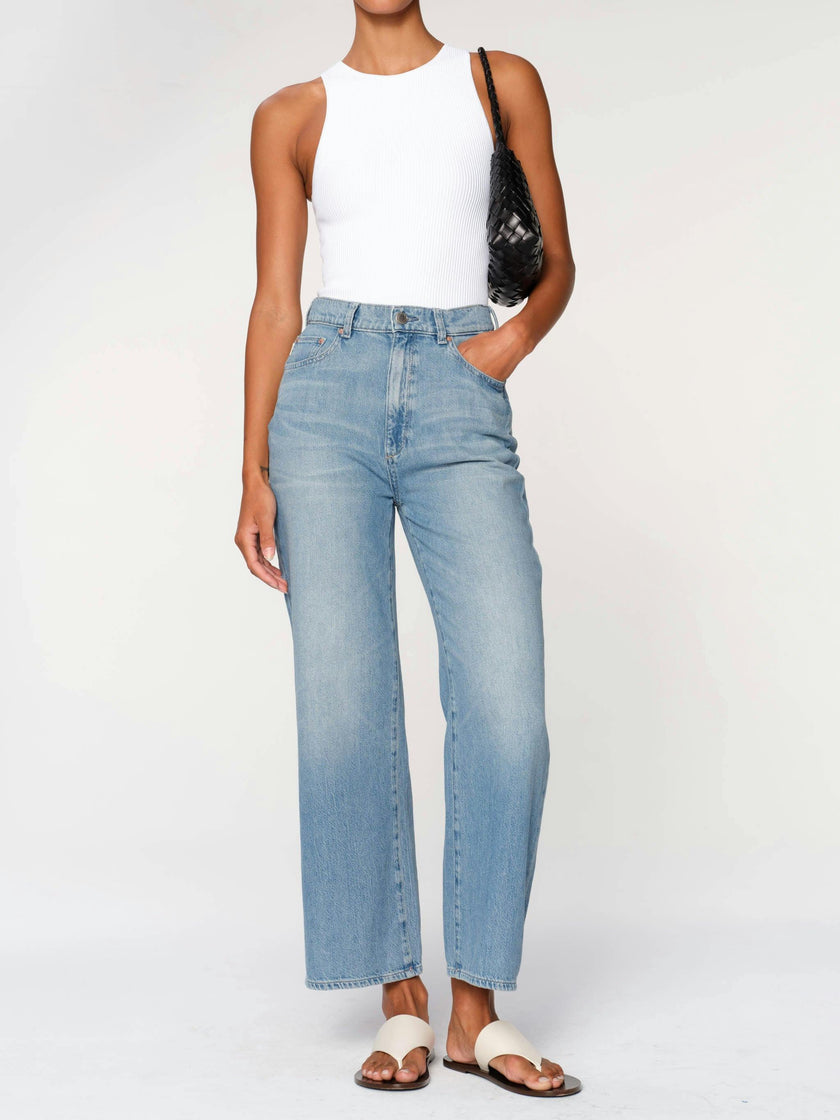Hepburn Wide Leg High Rise Ankle Jeans | River Bank