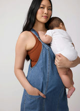 Ankle Tapered Leg Denim Maternity Overall