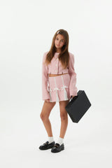 Leah Pink Tweed Two Piece Set