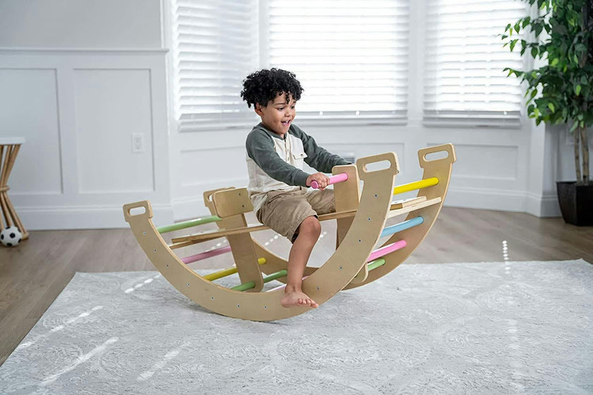 Bailis | 3-in-1 Wooden Climbing Arch, Rocker and Seesaw for Toddlers