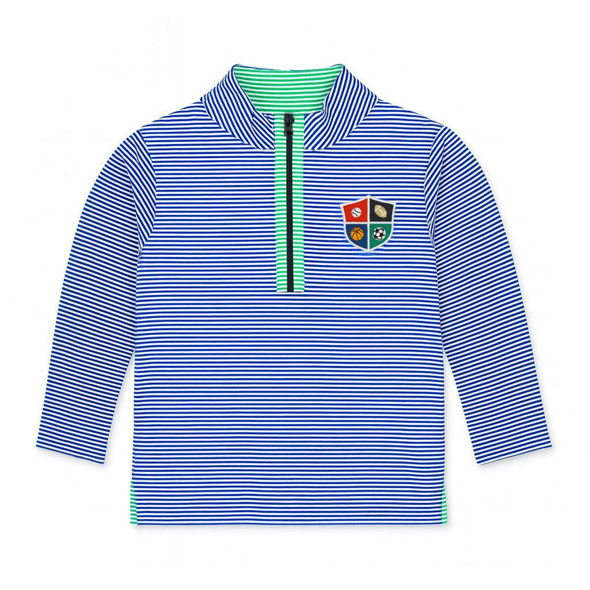 Stripe Performance Knit Half Zip With Sports Crest