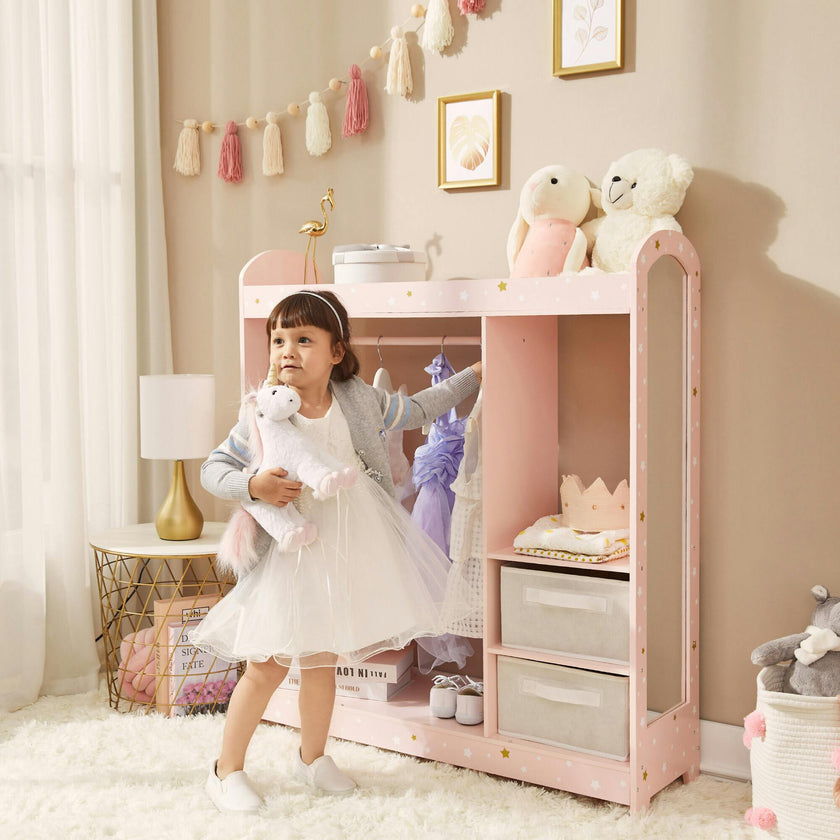 Fantasy Fields by Teamson Kids - Fashion Twinkle Star Prints Jasmine Toy Dress Up Unit Kids Furniture - Pink