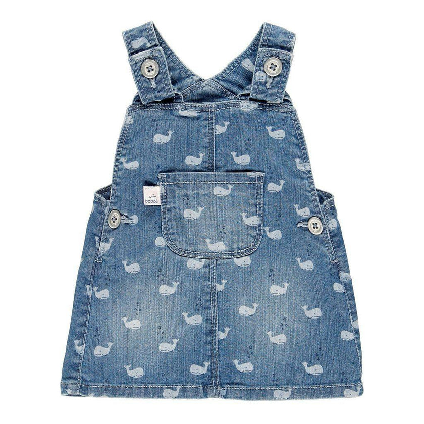 Light Blue Whale Overall Dress