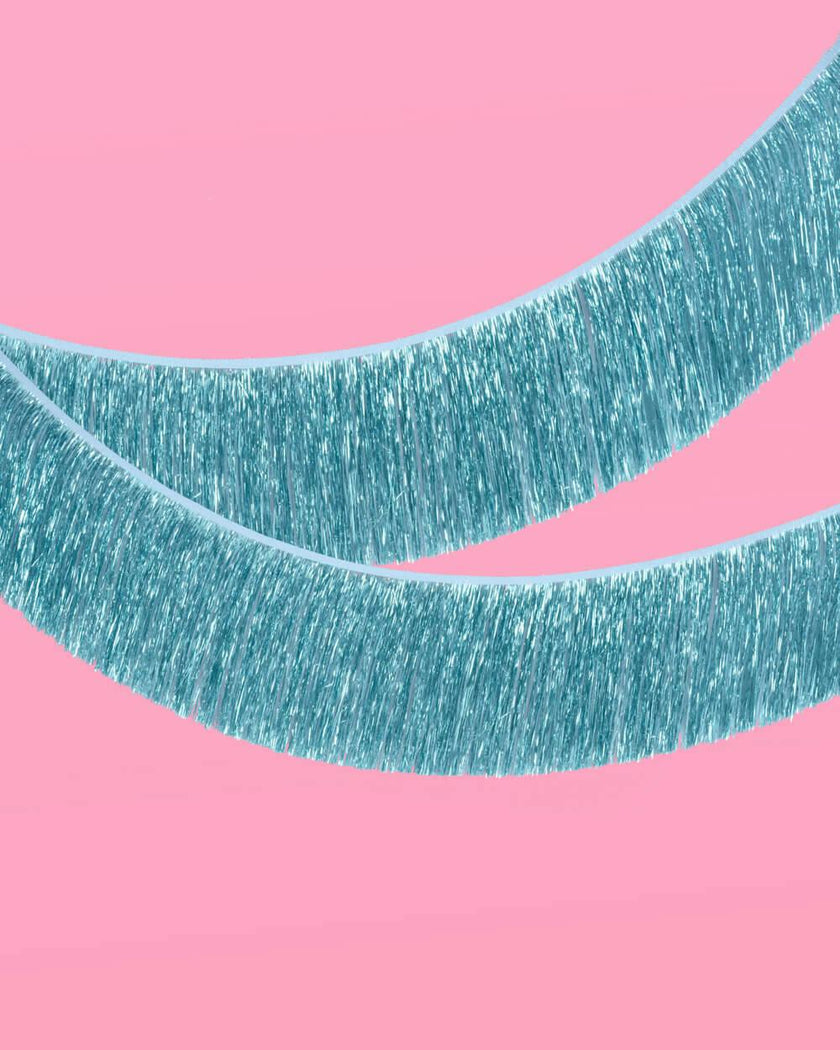Aquamarine Fringe - blue foil banner