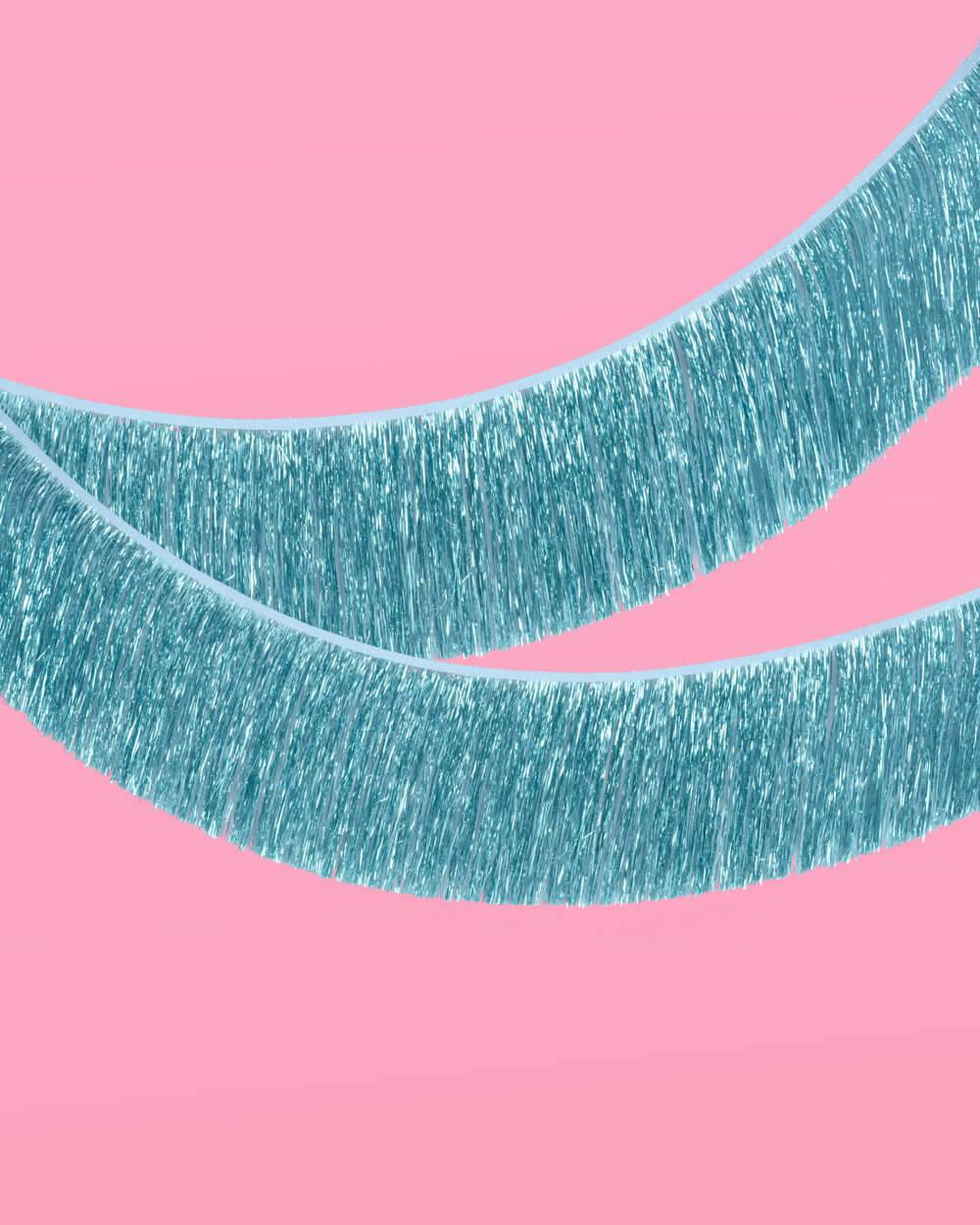 Aquamarine Fringe - blue foil banner