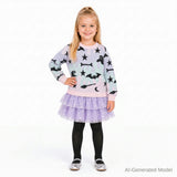 Girls Sweater & Tiered Skirt Set | Purple Halloween