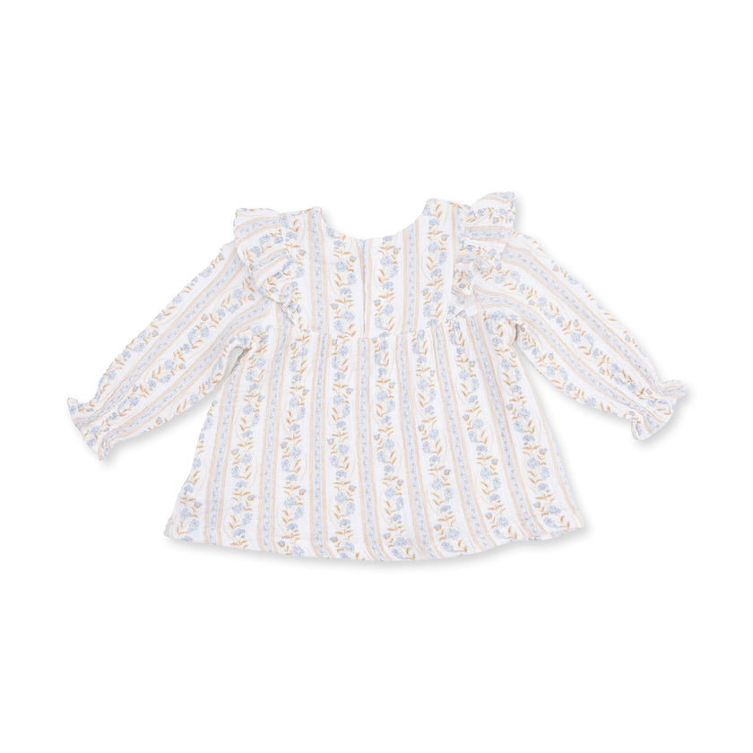 Catarina Floral - Long Sleeve Ruffle Tunic and Smocked Waist Pant