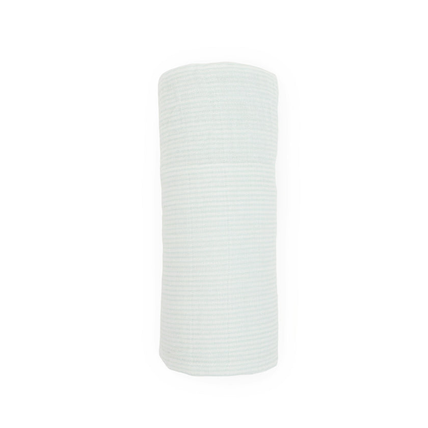 Cotton Muslin Swaddle Blanket - Pale Pinstripe