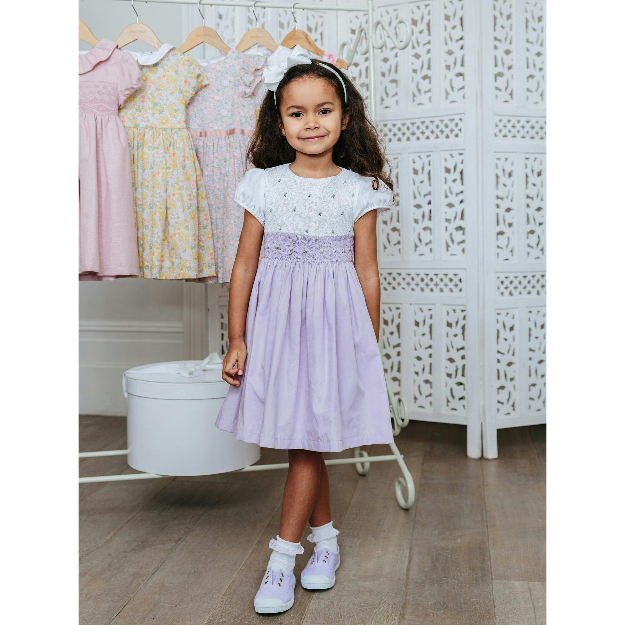 Rose Hand Smocked Dress in Lemon