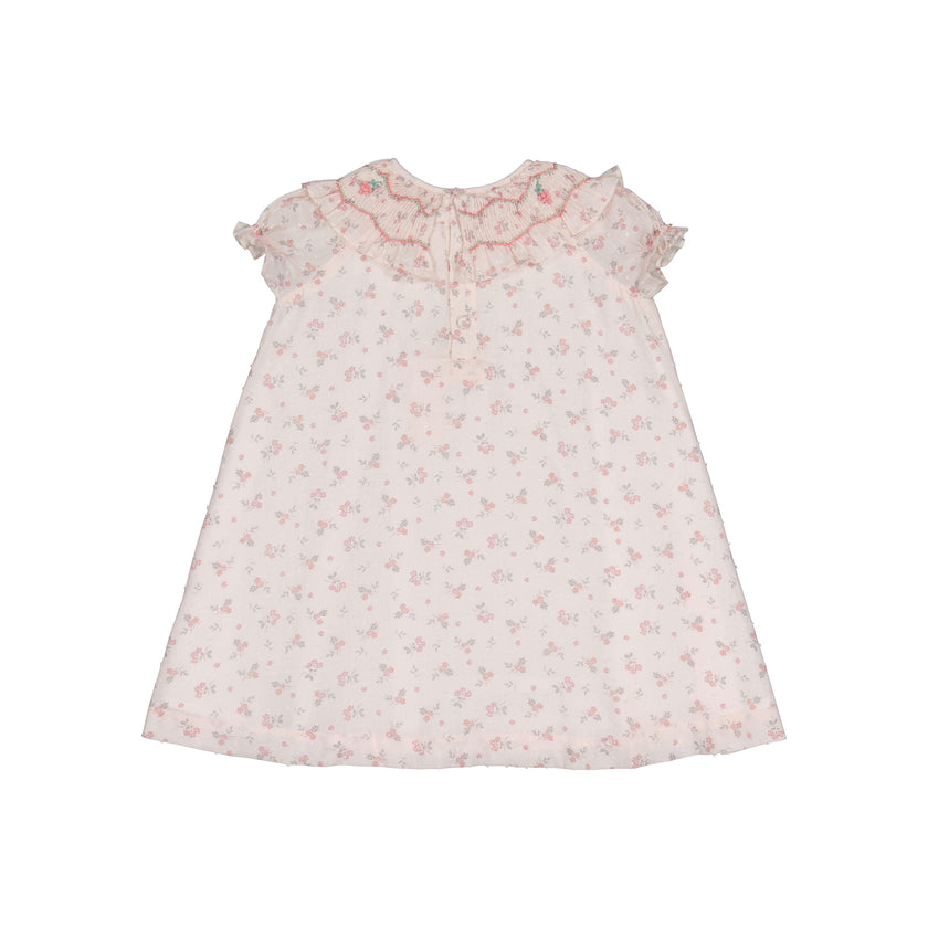 Myrtille Pink Floral Short Sleeve Bishop Dress