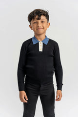 Multi Polo Rib Sweater Black