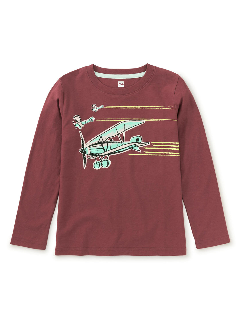 Airplane Trio Graphic Tee, Sangria