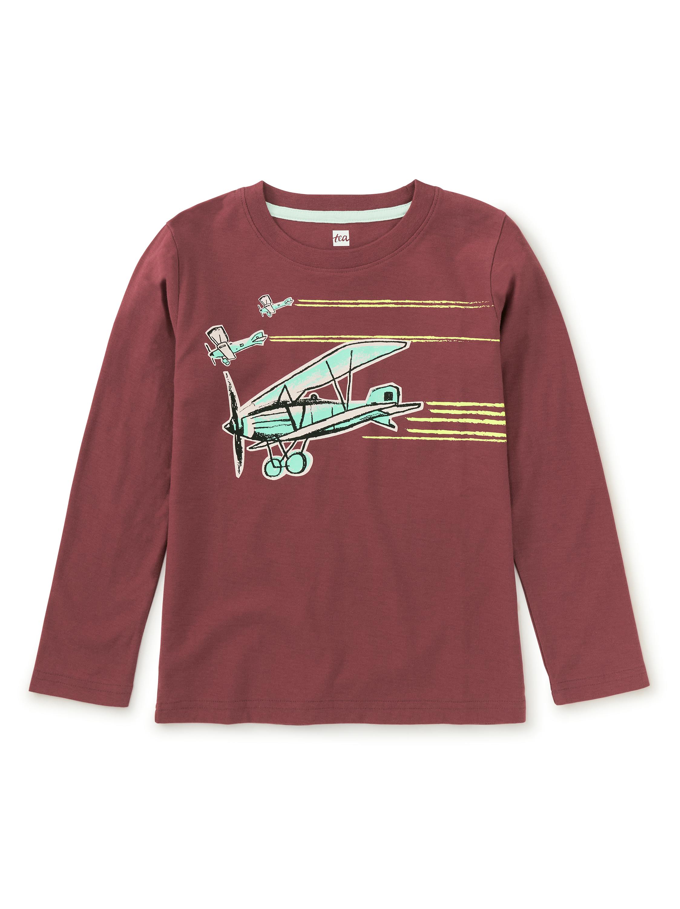 Airplane Trio Graphic Tee, Sangria