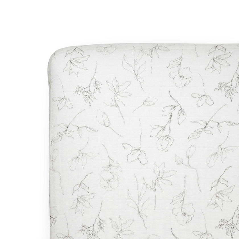 Organic Cotton Muslin Crib Sheet - Pencil Floral
