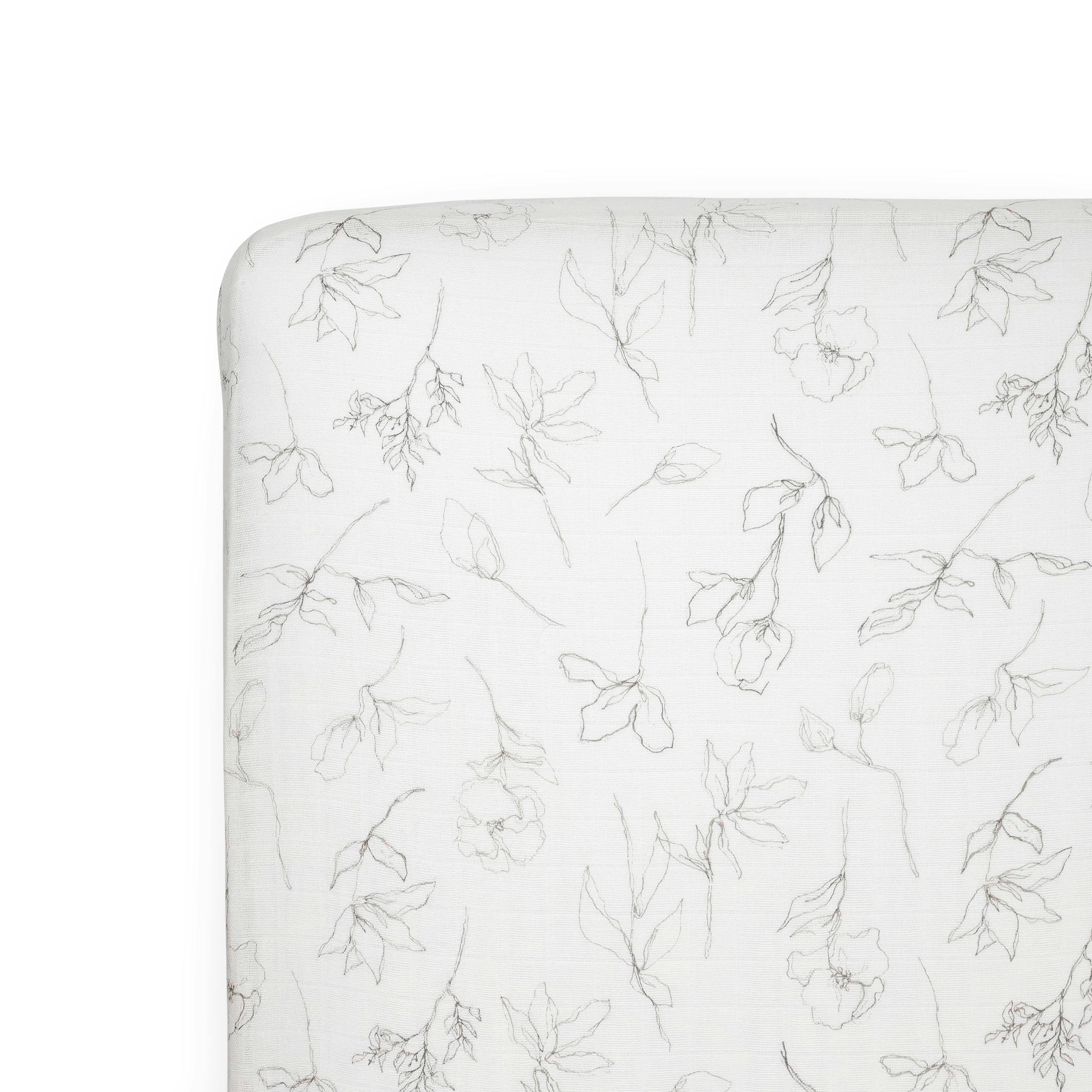 Organic Cotton Muslin Crib Sheet - Pencil Floral