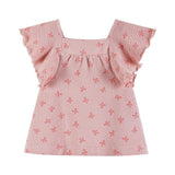 Infant Girls Knit Seersucker Top & Pant Set | Pink Bow Print