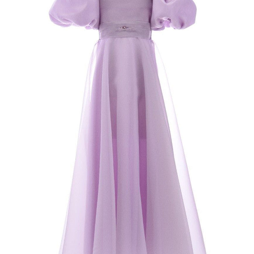 Lavender Thea Puff-Sleeve Dress