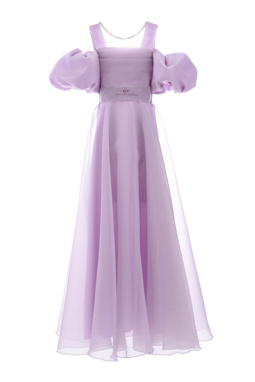 Lavender Thea Puff-Sleeve Dress