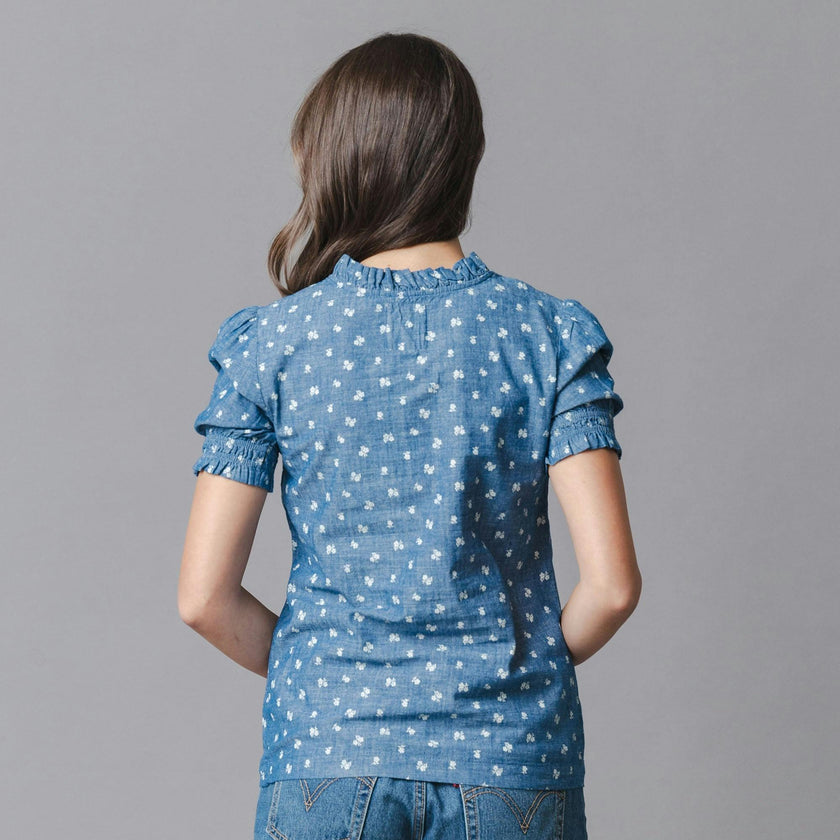 Organic Chambray Puff Sleeve Top