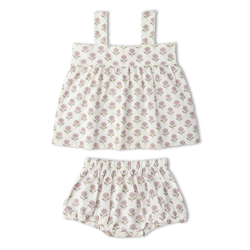 Organic Scalloped Top & Bloomers Set - Lavender