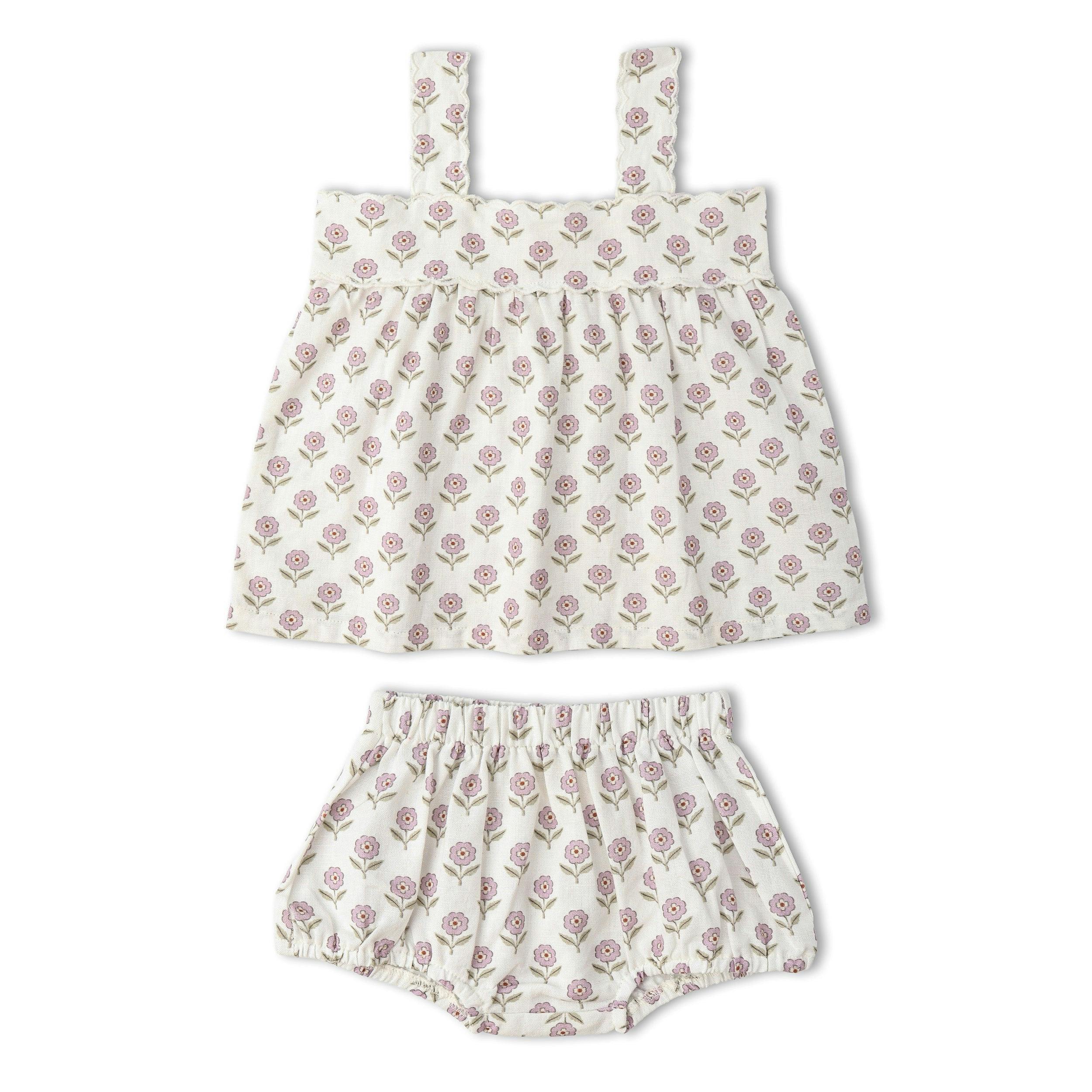 Organic Scalloped Top & Bloomers Set - Lavender