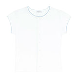 women's white pointelle short sleeve cardigan