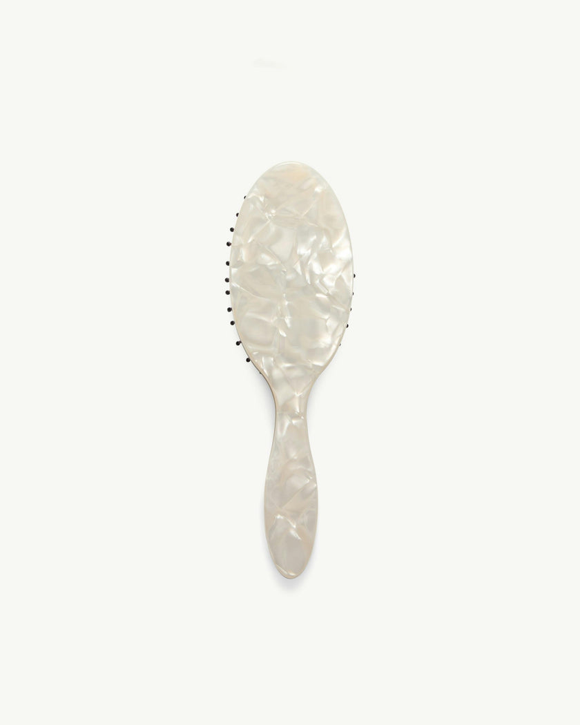 Travel Detangling Hair Brush in White Shell