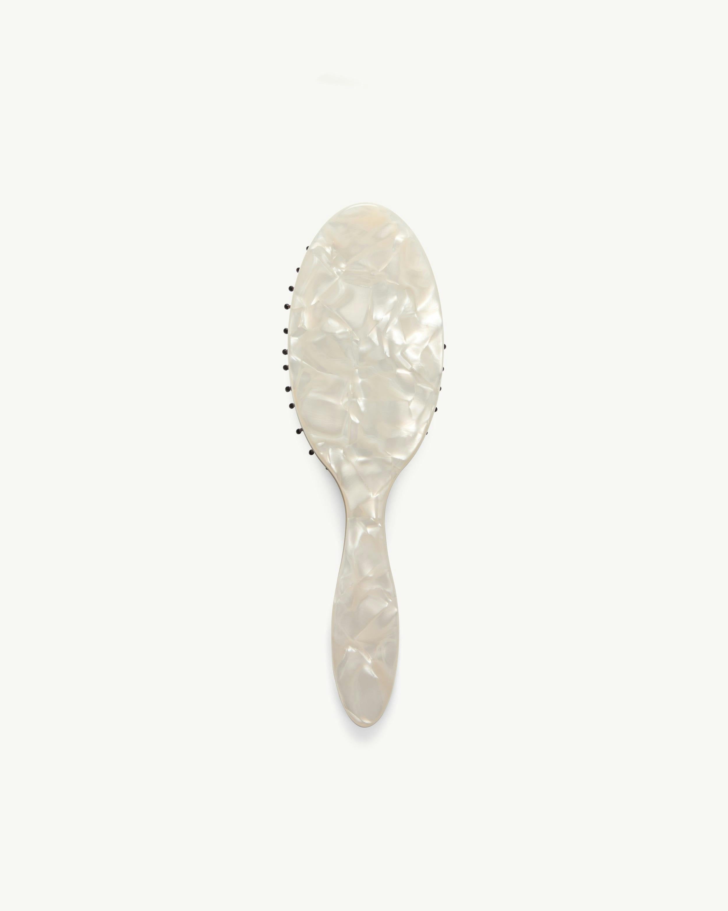 Travel Detangling Hair Brush in White Shell