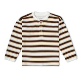 Organic Henley Tee - Cocoa Stripe