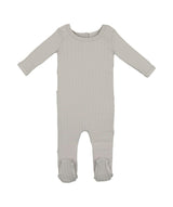 Ribbed Fine Cotton Footie Dusty Grey